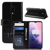 Crazy Horse Leather Wallet for OnePlus 7 - Black