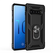 Armor Cover with Rotating Ring for Samsung Galaxy S10 - Black