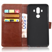 Crazy Horse PU Leather Wallet Mate 10 Pro Brun