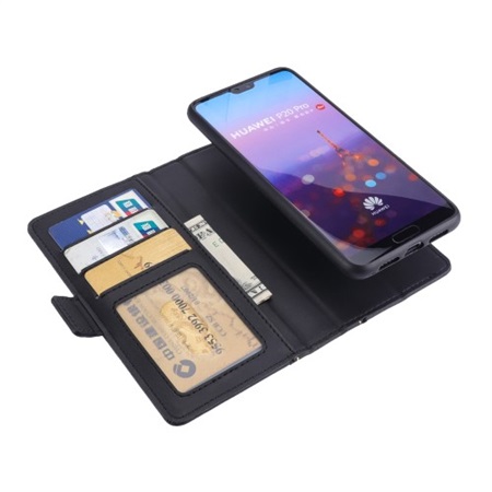 Book 2i1 Leather Wallet til Huawei P20 Pro Black