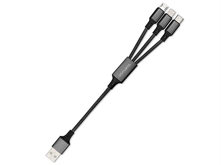 ForkCord 12W 3-i-1 Ladekabel 20cm - Sort
