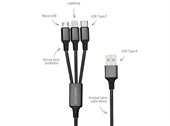 ForkCord 12W 3-i-1 Ladekabel 20cm - Sort