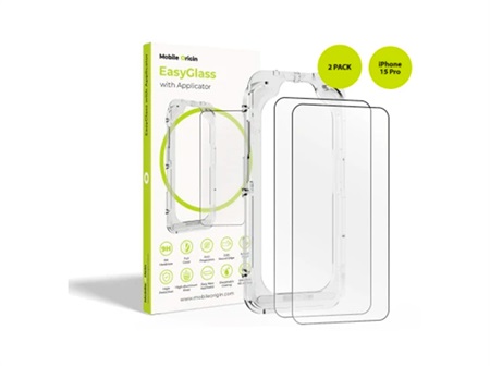 Mobile Origin EasyGlass with Applicator iPhone 15 Pro, 2 pack