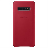 Samsung Galaxy S10 Plus Leather Cover - Red
